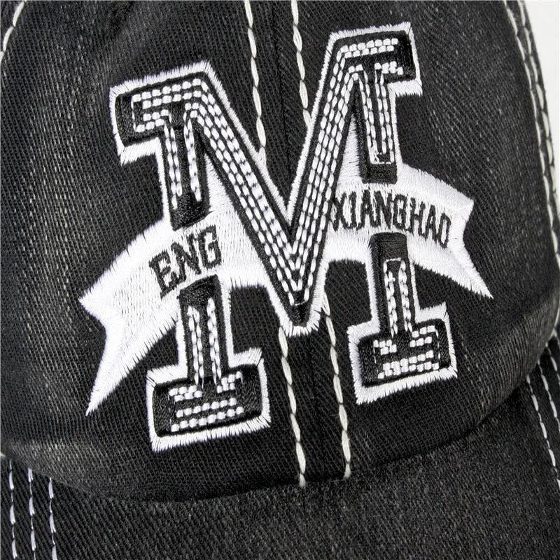 Unisex Summer Metallic M Letter Printed Adjustable Snapback Baseball Cap