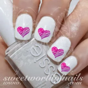 Valentine's day Nail Art Purple Pink Heart water Decals