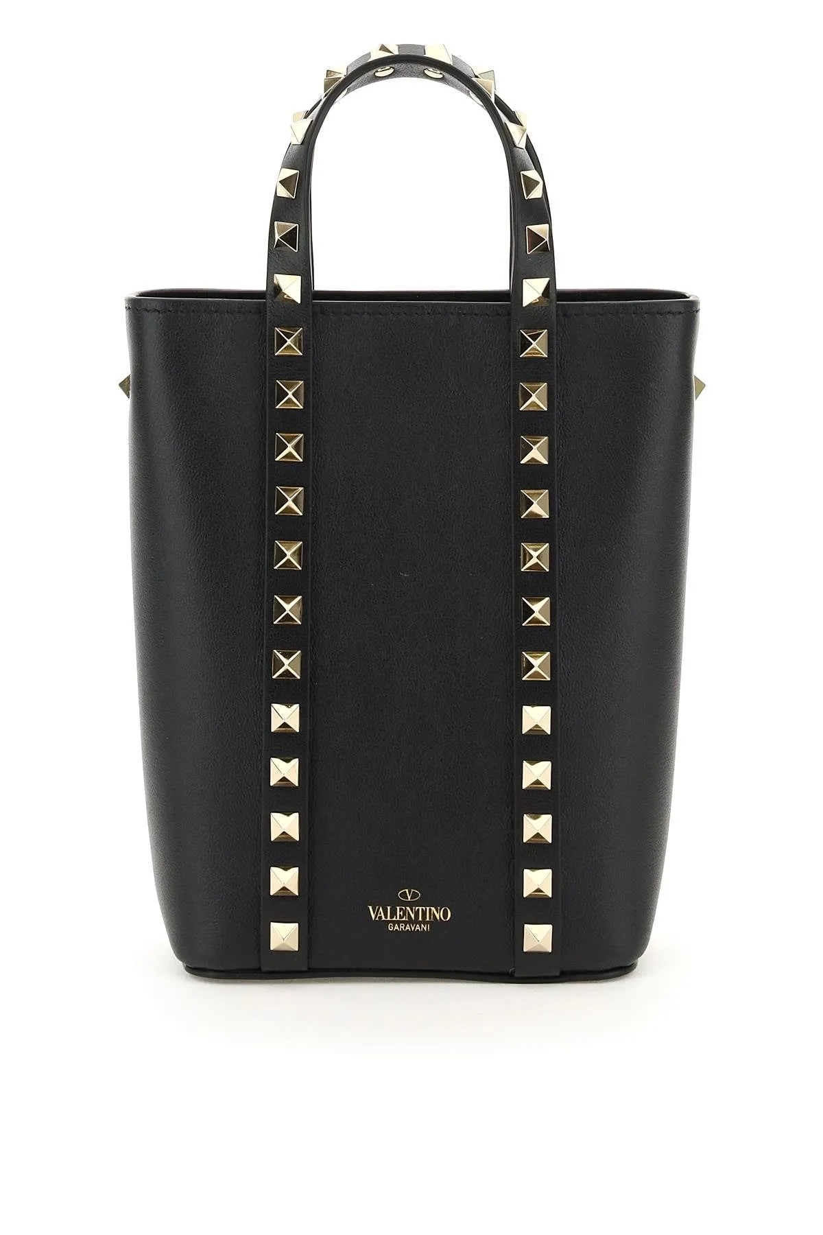 Valentino Garavani Rockstud Logo Printed Chained Tote Bag