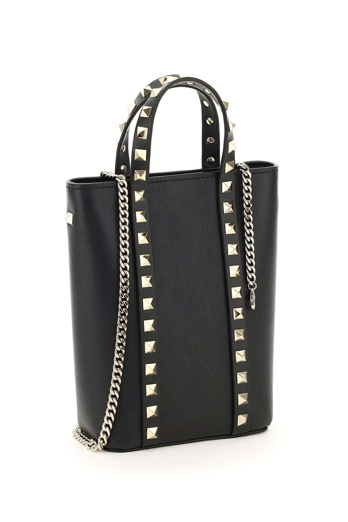 Valentino Garavani Rockstud Logo Printed Chained Tote Bag