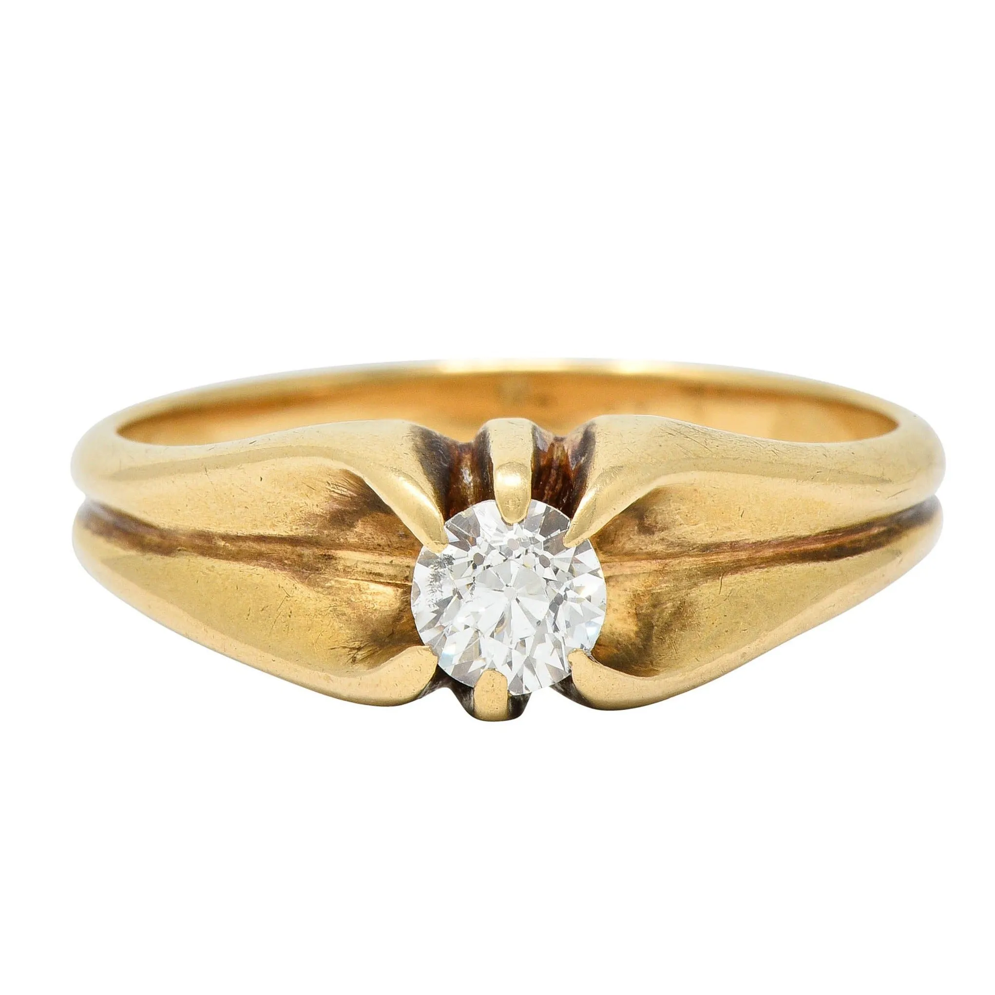 Victorian 0.35 CTW Diamond 14 Karat Gold Unisex Ring Circa 1900