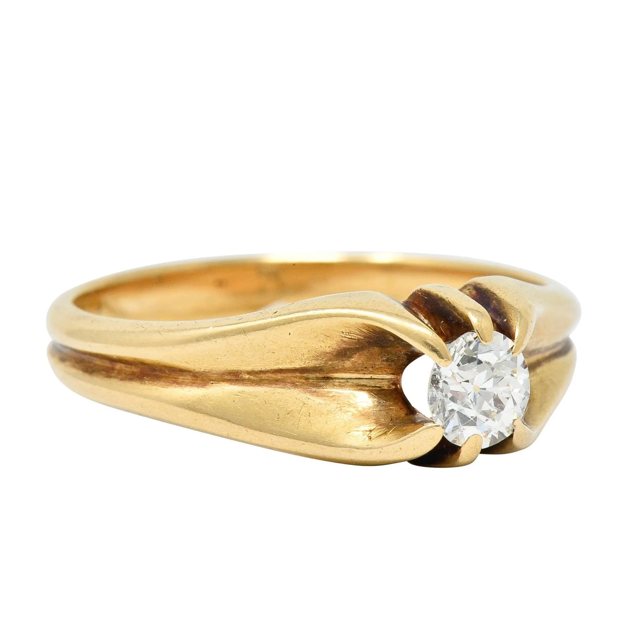 Victorian 0.35 CTW Diamond 14 Karat Gold Unisex Ring Circa 1900