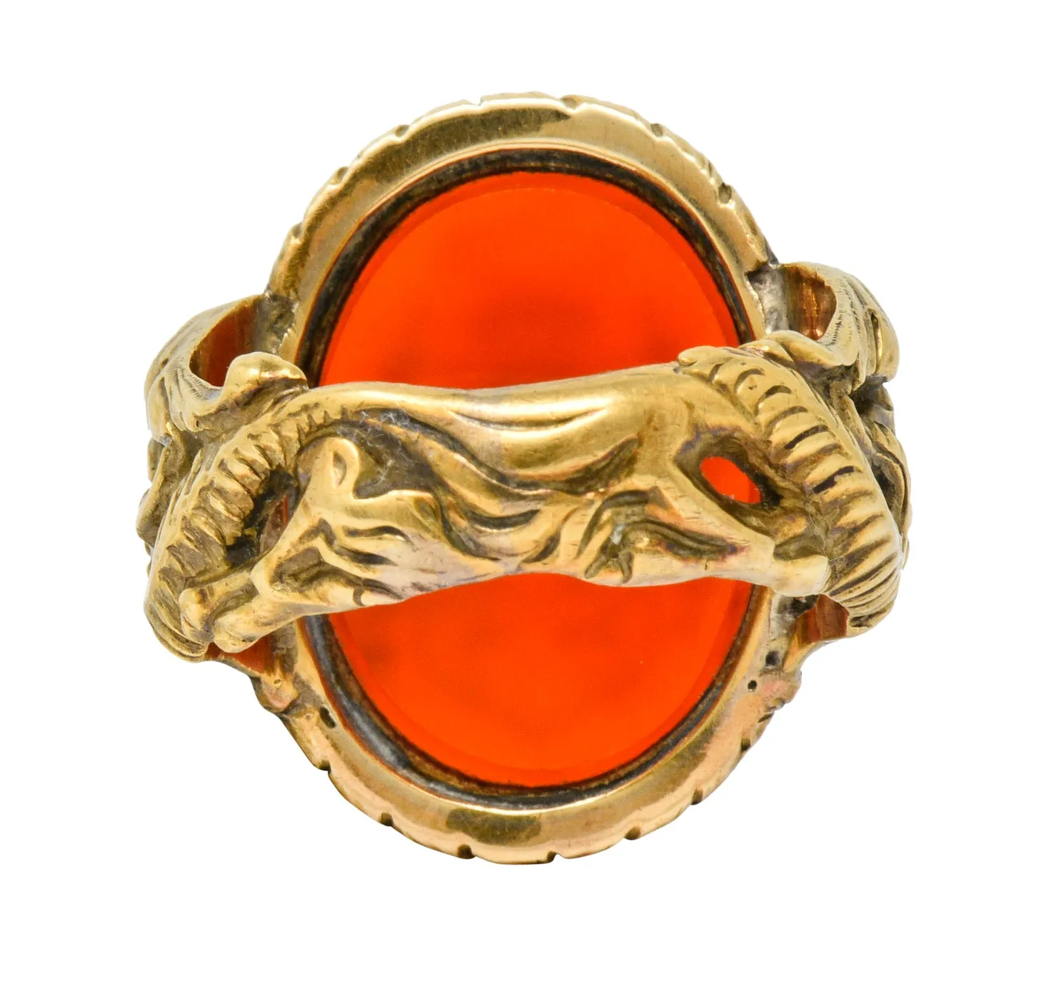 Victorian Carnelian Intaglio 14 Karat Gold Heraldry Men's Dragon Signet Ring