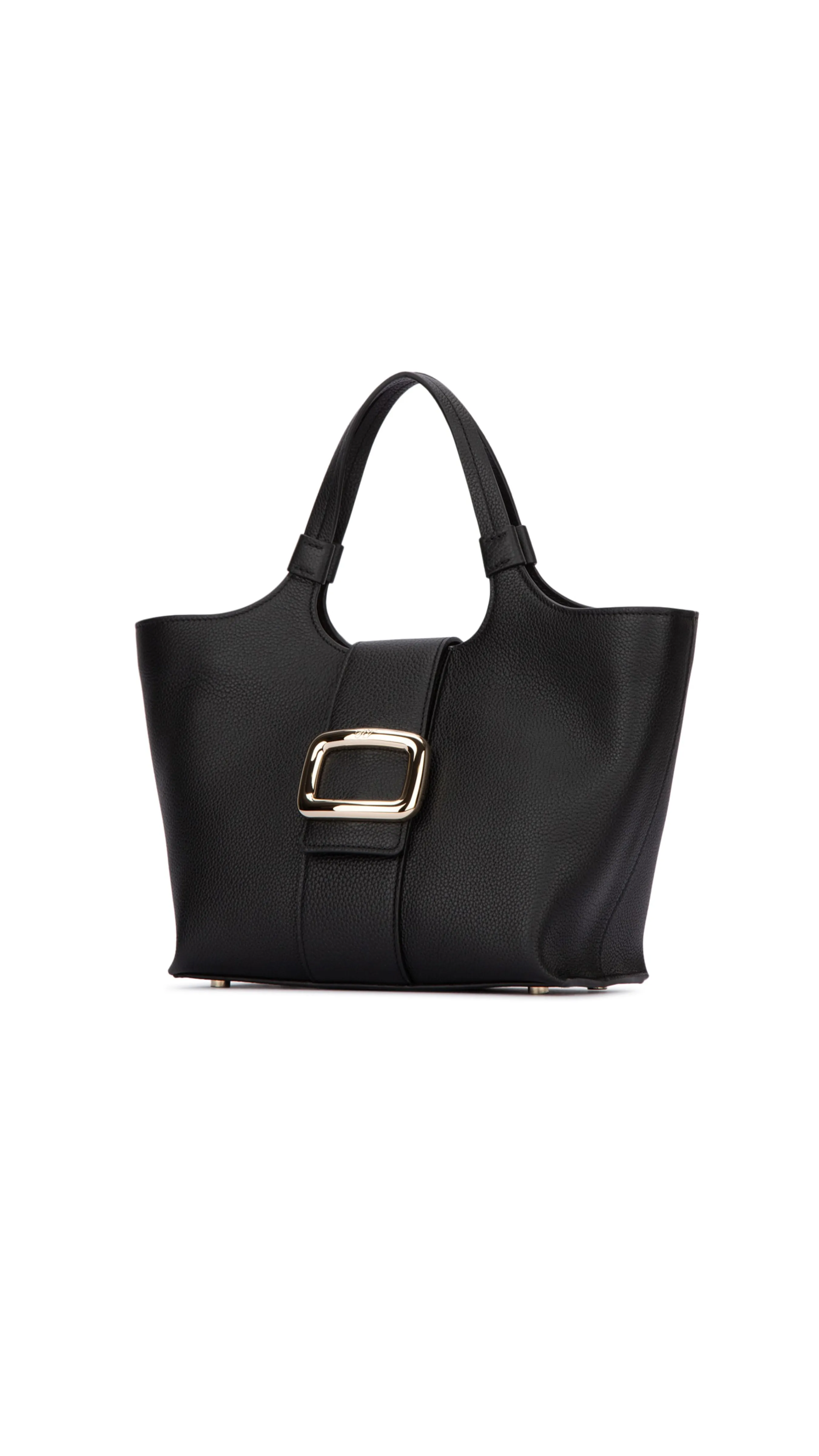 Viv' Choc Mini Shopping Bag in Leather - Black