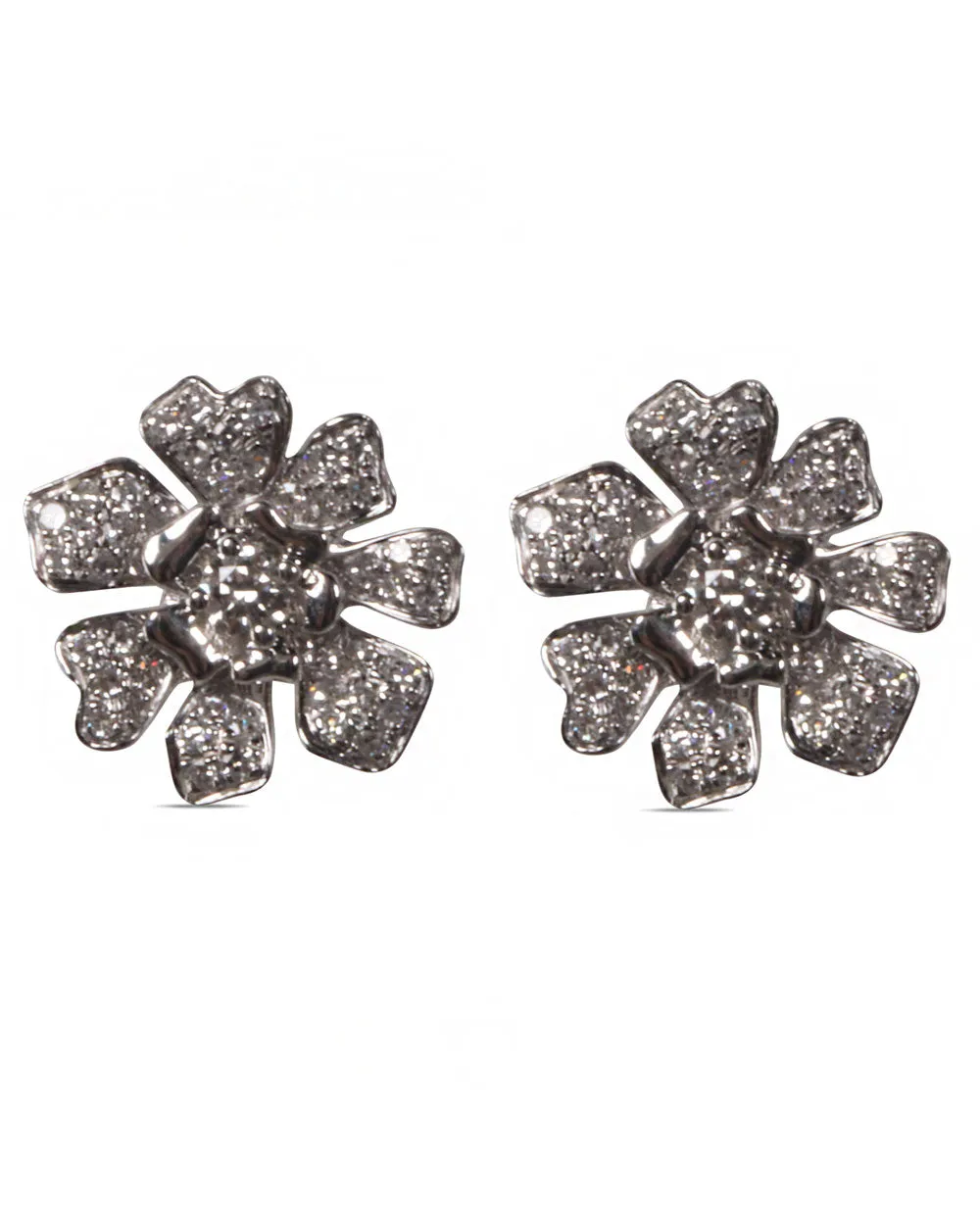 White Diamond Flower Studs