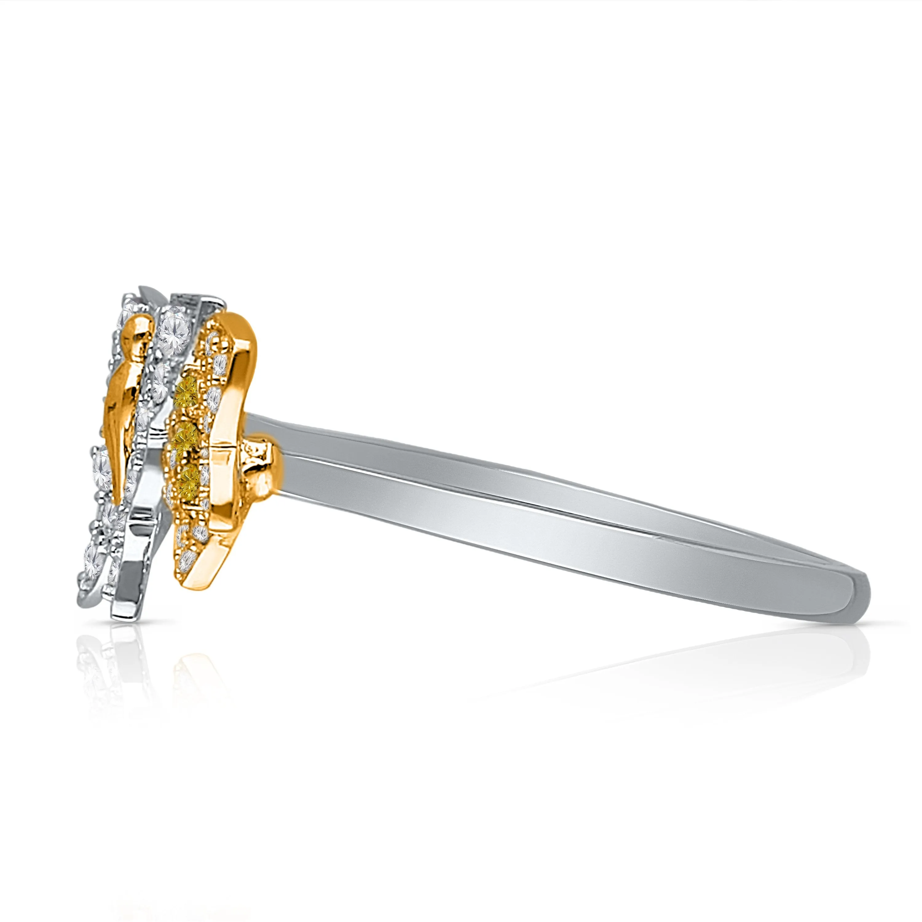 White Gold Yellow & White Diamond Butterfly Ring