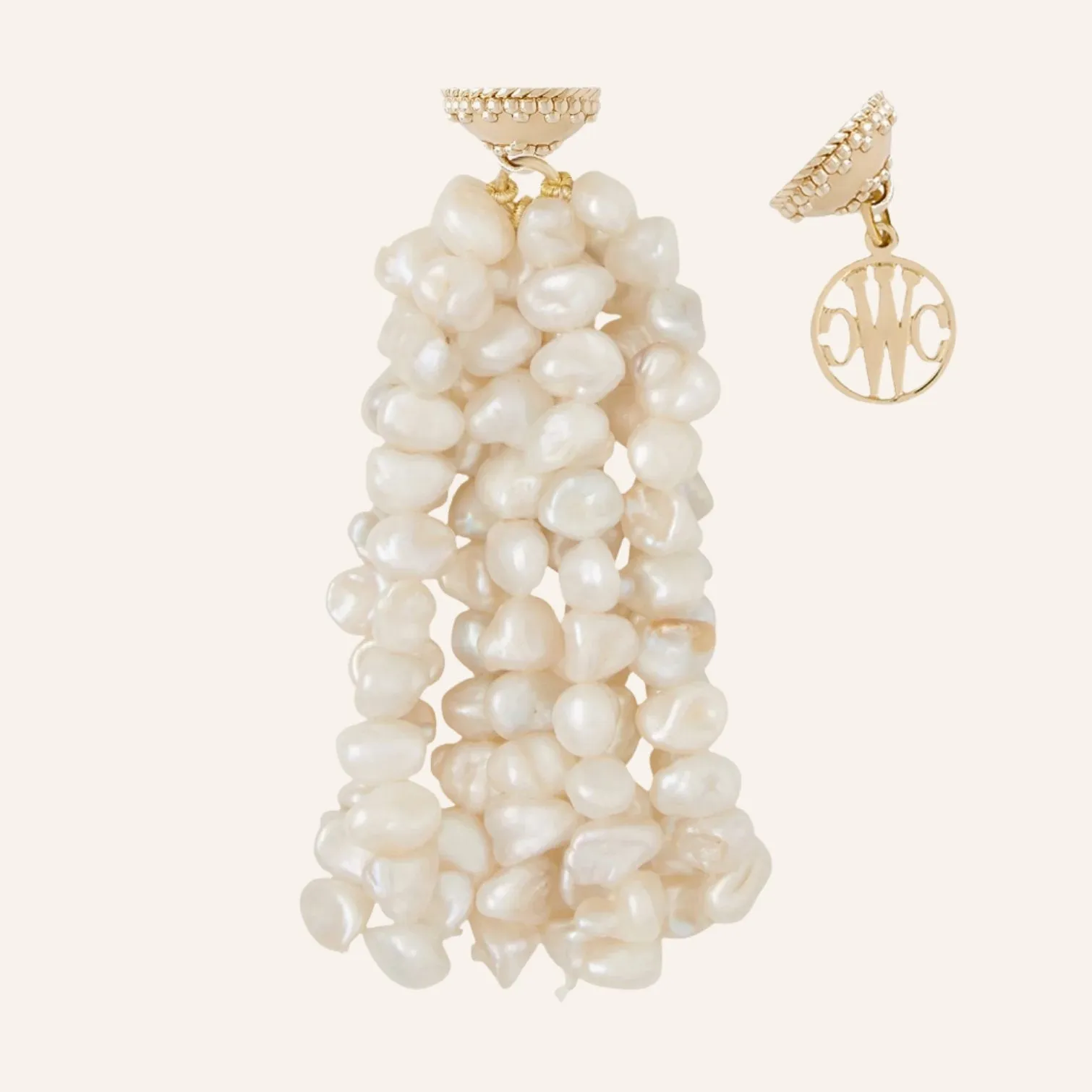 White Keshi Baroque Pearl Tassel