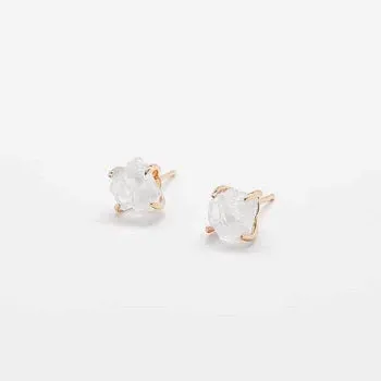 White Quartz Gold Claw Studs