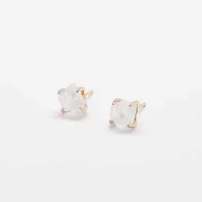 White Quartz Gold Claw Studs