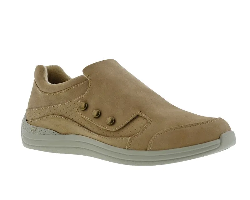  Women's Bouquet Velcro Shoe WIDE in Taupe Stretch Leather  