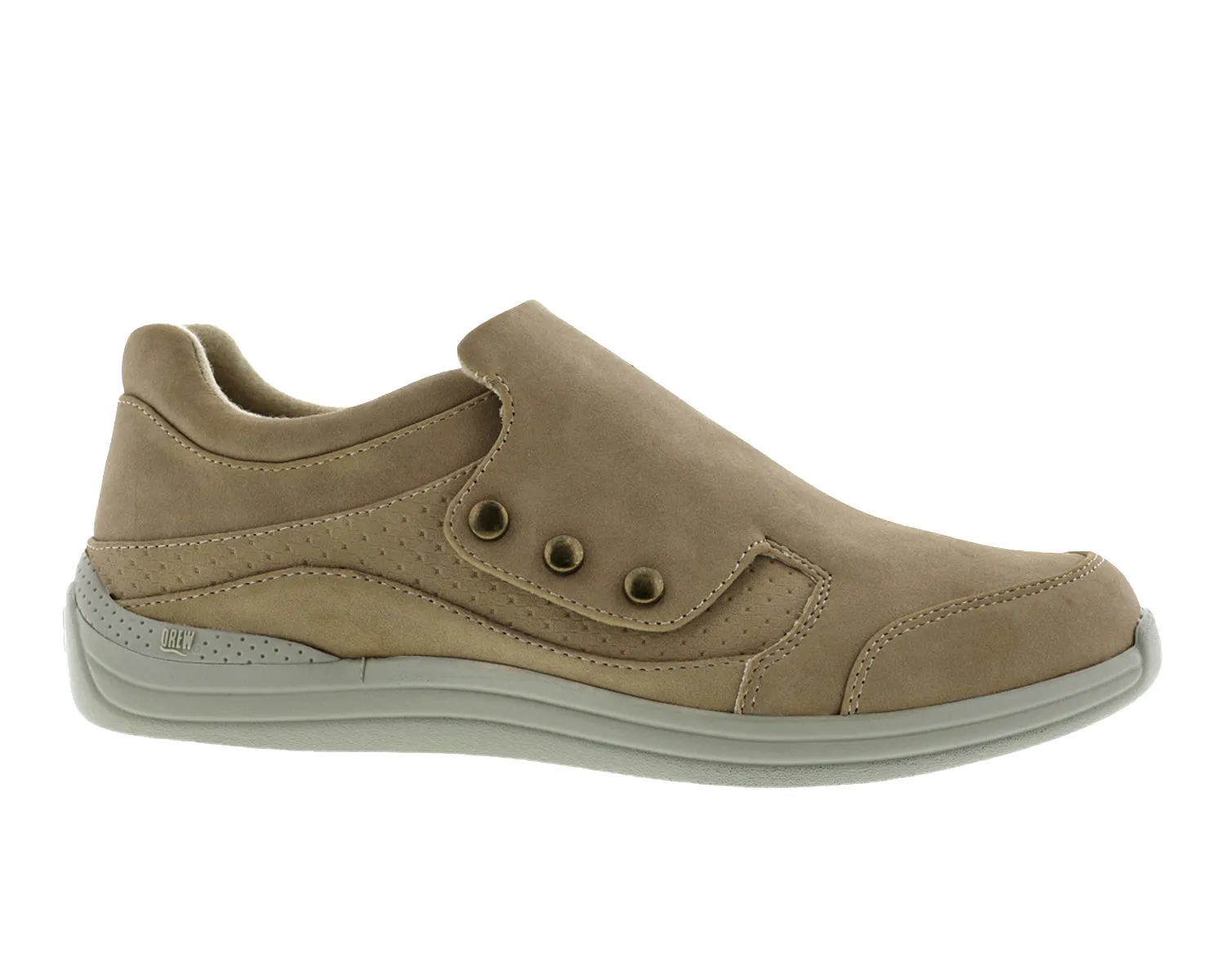  Women's Bouquet Velcro Shoe WIDE in Taupe Stretch Leather  