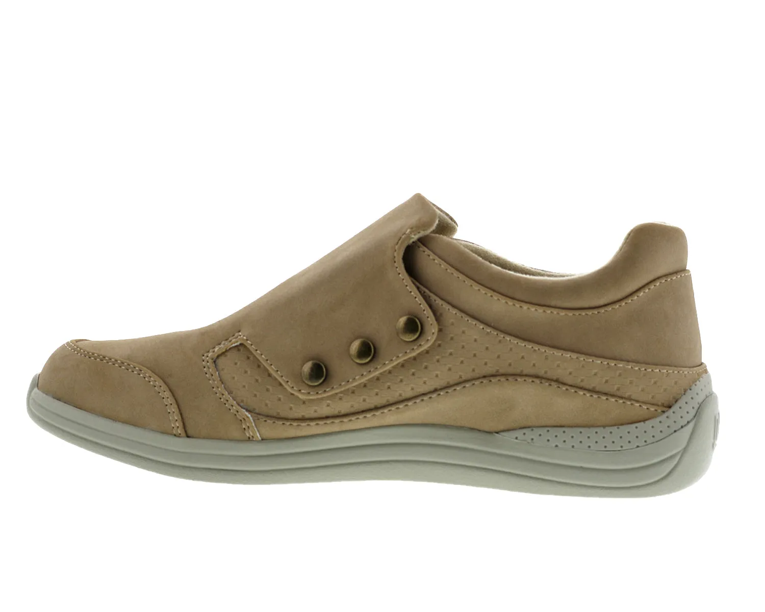  Women's Bouquet Velcro Shoe WIDE in Taupe Stretch Leather  