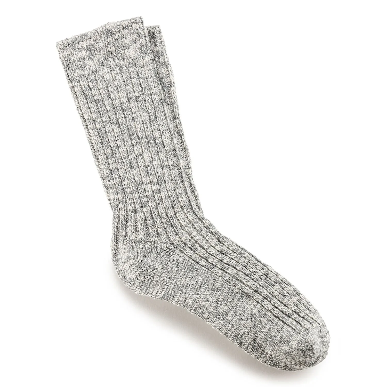  Women's Cotton Slub Crew Socks in Grey/White  