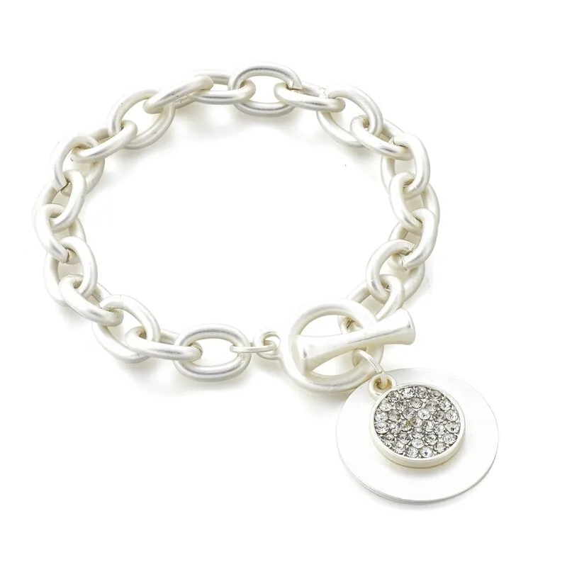 Women's Gold Round Shape Stainless Steel Distance Charm Bracelet