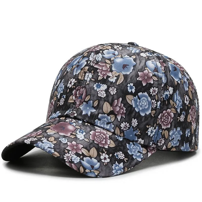 Women's Hip Hop Dustproof Rose Floral Print Embroidery Sport Baseball Cap