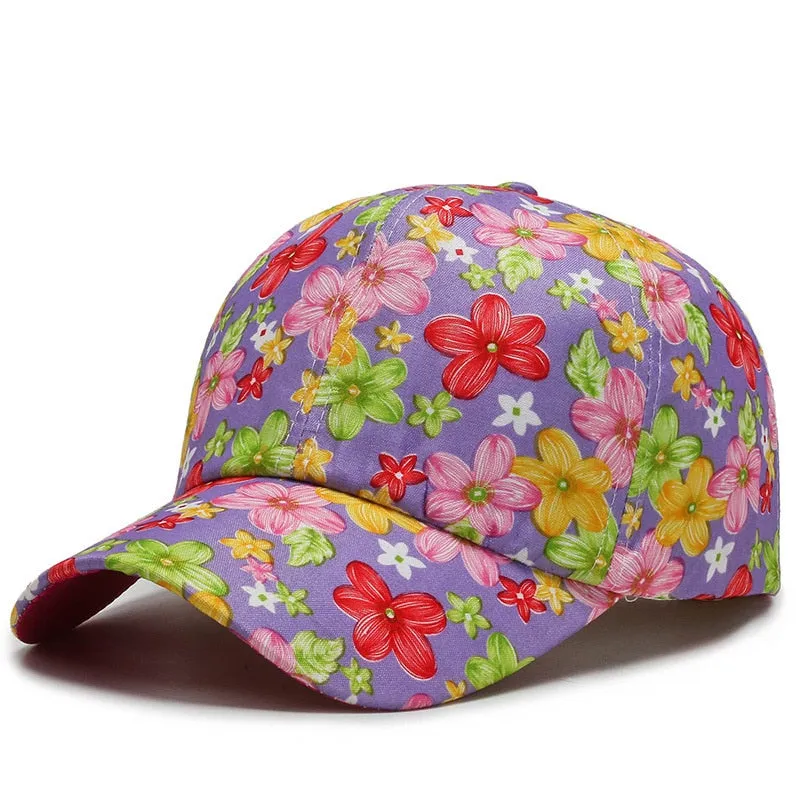 Women's Hip Hop Dustproof Rose Floral Print Embroidery Sport Baseball Cap