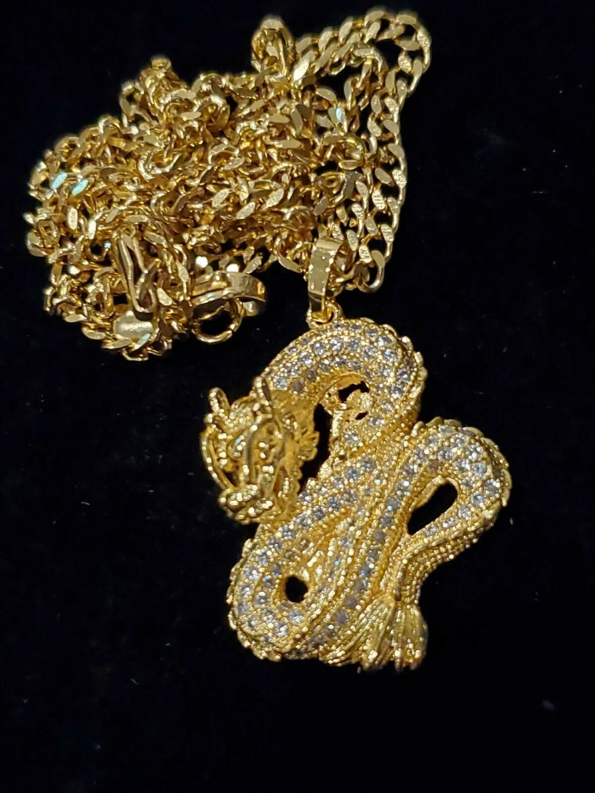 Women's Iced-Out Dragon Cuban Link Pendant Necklace