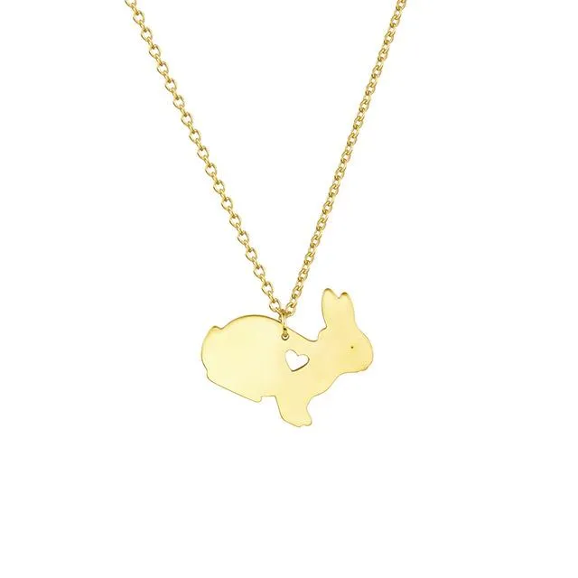 Women's Stainless Steel Cute Baby Rabbit Pendant Necklace Gifts