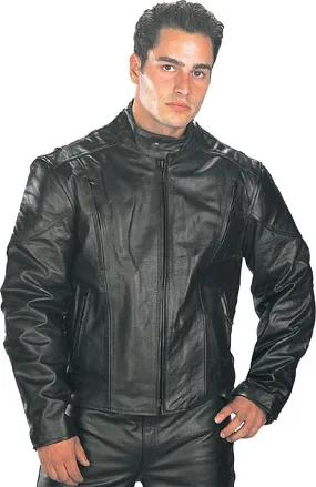 Xelement B7201 'Speedster' Men's Black Top Grade Leather Motorcycle Jacket with Zip-Out Lining