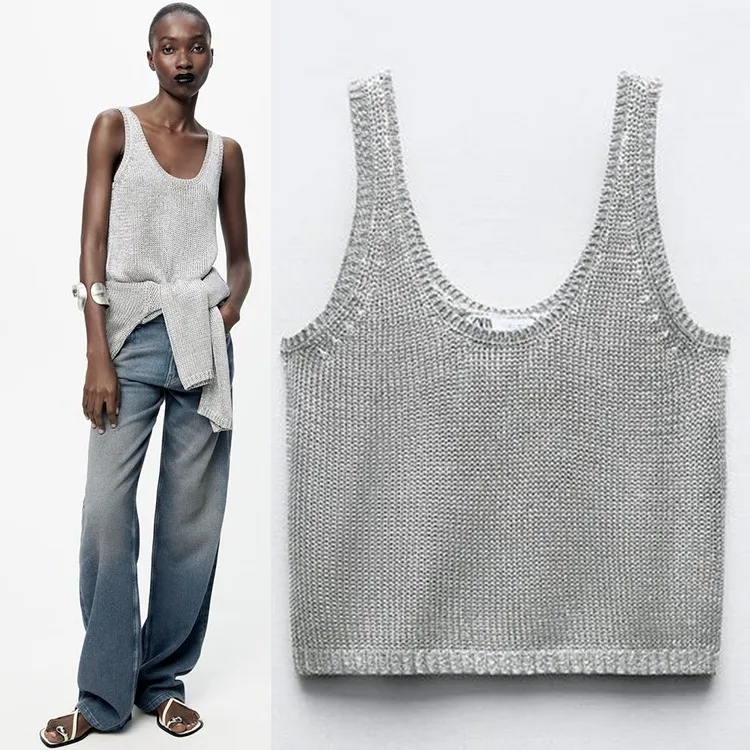 ZARA  |Casual Style Sleeveless Party Style Metallic