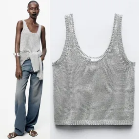 ZARA  |Casual Style Sleeveless Party Style Metallic