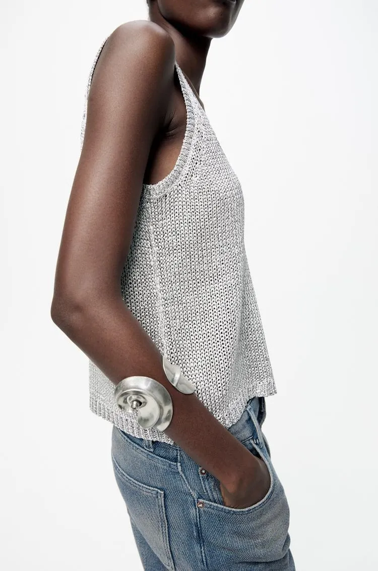 ZARA  |Casual Style Sleeveless Party Style Metallic