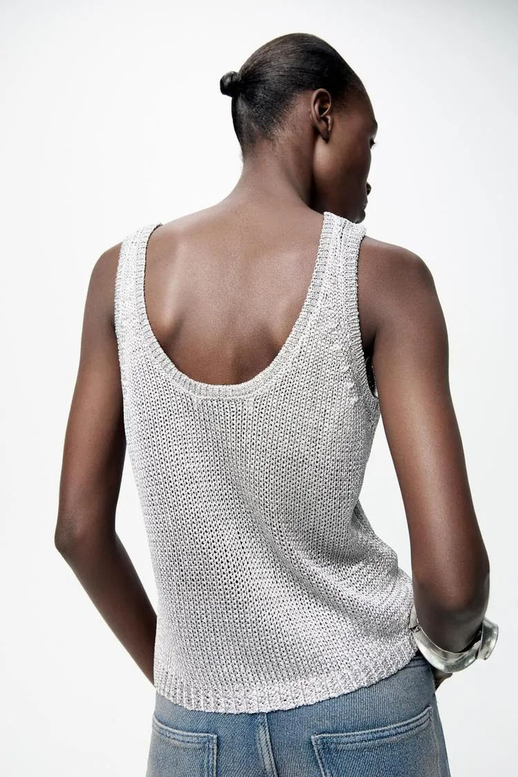 ZARA  |Casual Style Sleeveless Party Style Metallic