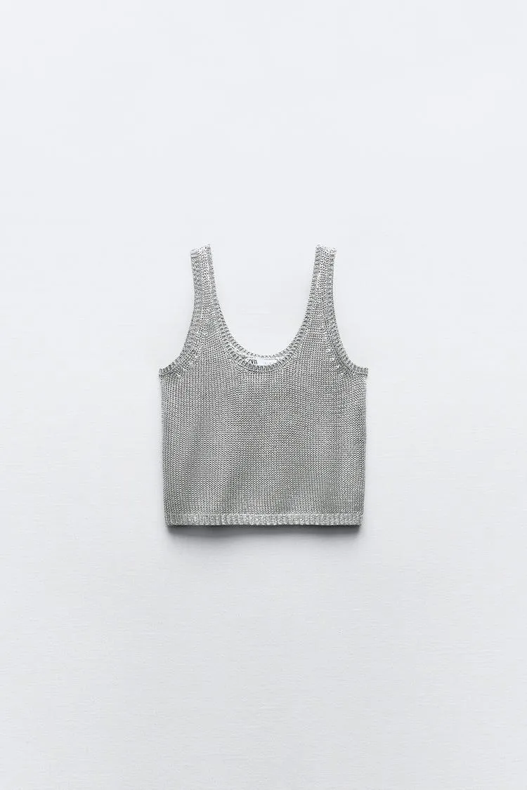 ZARA  |Casual Style Sleeveless Party Style Metallic