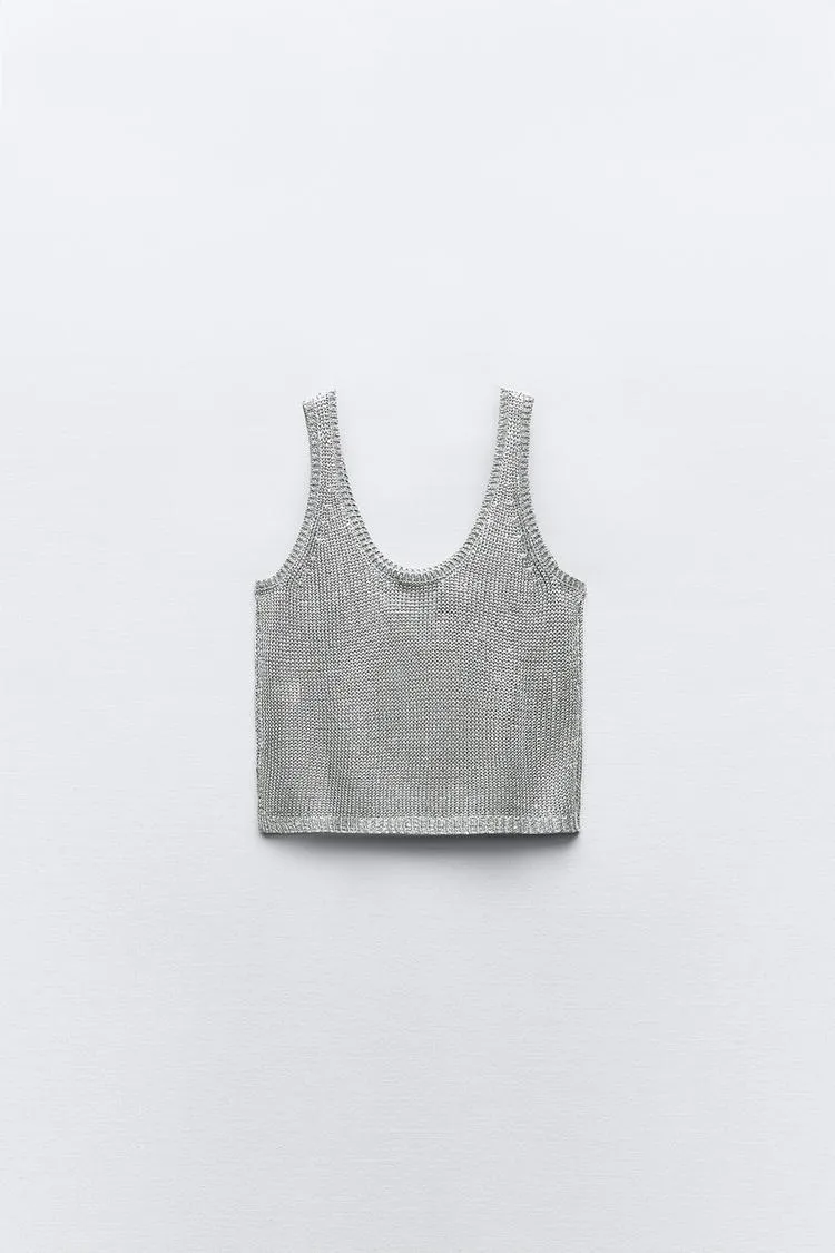 ZARA  |Casual Style Sleeveless Party Style Metallic