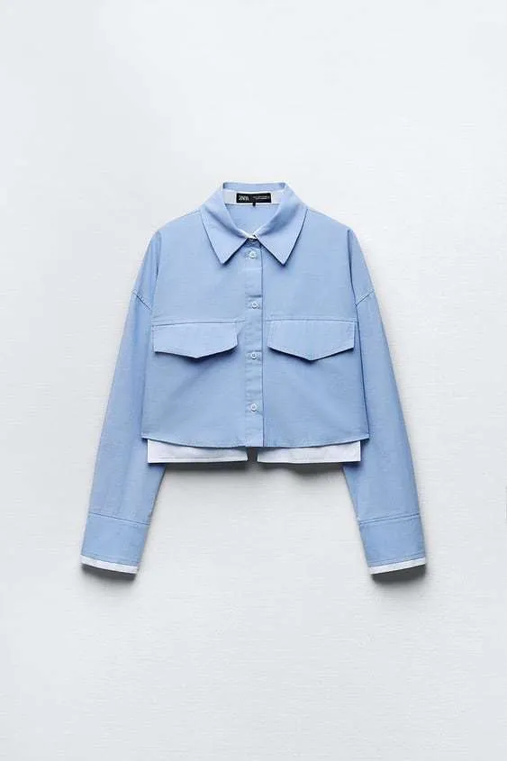 ZARA  |CROP OXFORD SHIRT