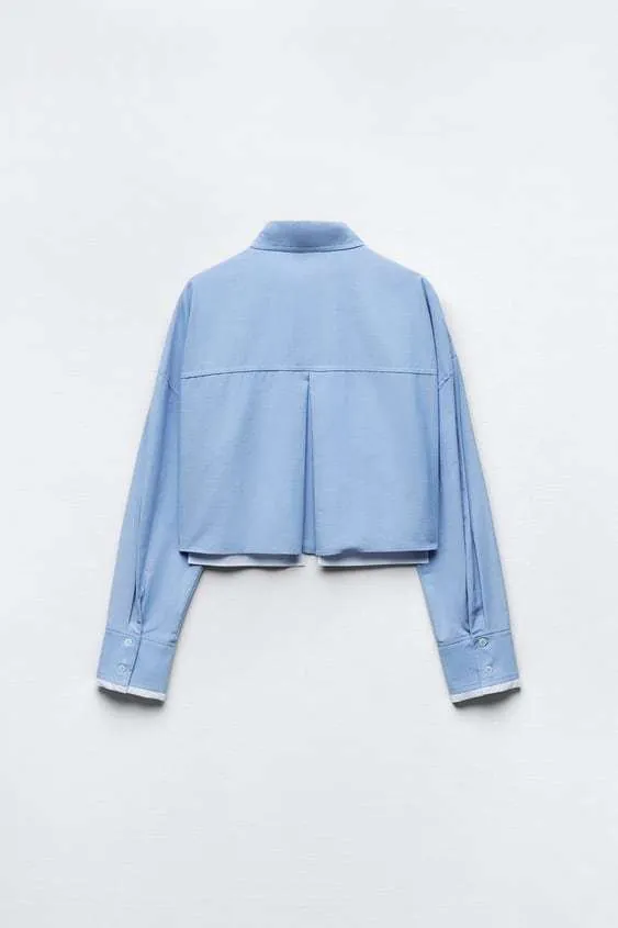 ZARA  |CROP OXFORD SHIRT